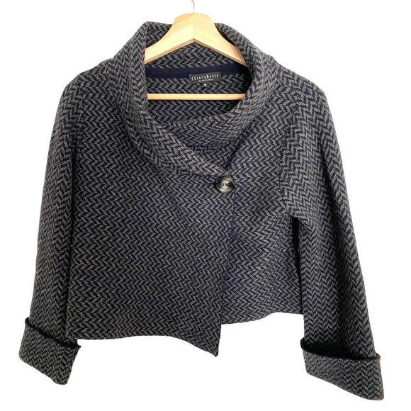 CHIARA MENTE - made in Italy wool navy/black blazer, jacket, cardigan, size M - Picture 1 of 6